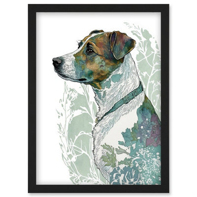 Artery8 Jack Russel Dog Modern Watercolour Portrait Illustration Wall Art PrintA4 Size from B&Q