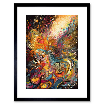 Artery8 Wall Art Print Vibrant Colour Sound Waves Music Artwork Framed 9X7 Inch from B&Q