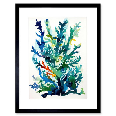Artery8 Wall Art Print Seaweed Plant Abstract Folk Artwork Framed 9X7 Inch from B&Q