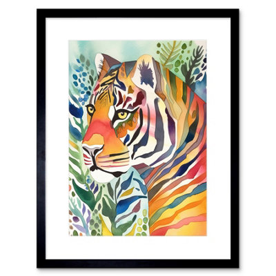 Artery8 Wall Art Print The Hidden Tiger Folk Artwork Framed 9X7 Inch from B&Q