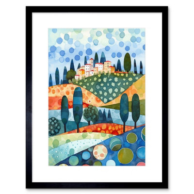 Artery8 Wall Art Print Italian Abstract Landscape Folk Artwork Framed 9X7 Inch from B&Q