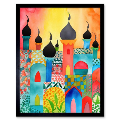 Artery8 Framed Wall Art Abstract Islamic Cityscape Folk12X16 Inch from B&Q