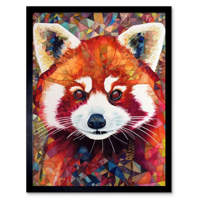 Artery8 Framed Wall Art Red Panda Portrait Multicoloured Folk12X16 Inch from B&Q