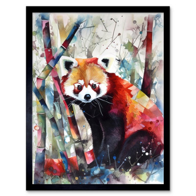 Artery8 Framed Wall Art Red Panda In Bamboo Forest Folk12X16 Inch from B&Q