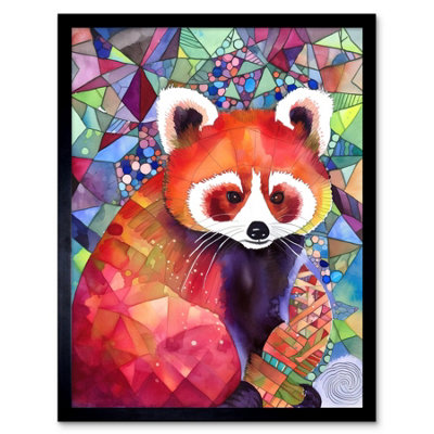 Artery8 Framed Wall Art Red Panda Polygon Pattern Folk12X16 Inch from B&Q