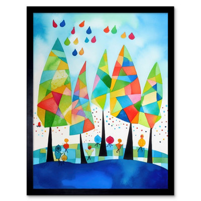 Artery8 Framed Wall Art Abstract Autumn Trees Folk12X16 Inch from B&Q