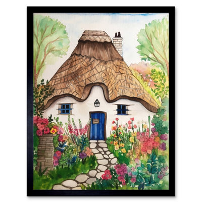 Artery8 Framed Wall Art The Cottage In The Forrest Flowers Folk12X16 Inch from B&Q