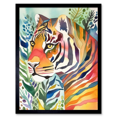 B&Q -  Framed Wall Art The Hidden Tiger Folk12X16 Inch