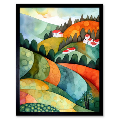 Artery8 Framed Wall Art Countryside Of Florence Italy Folk12X16 Inch from B&Q
