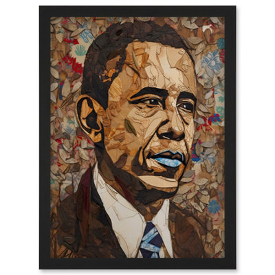 Artery8 Barack Obama Collage Art Portrait Wall Art PrintA4 Size from B&Q