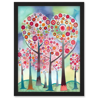 Artery8 Kandinsky Inspired Trees Blooming In Spring Folk Art Watercolour Painting Wall Art PrintA4 Size from B&Q