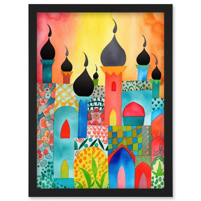 Artery8 Abstract Islamic Cityscape Folk Art Wall Art PrintA4 Size from B&Q