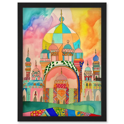Artery8 Abstract Mosque Islam Folk Art Wall Art PrintA4 Size from B&Q