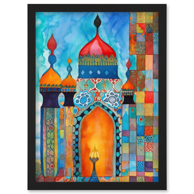 Artery8 Abstract Islamic Mosque Entrance Prayer Folk Art Wall Art PrintA4 Size from B&Q