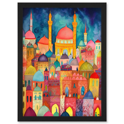Artery8 Hagia Sophia Evening Cityscape Folk Art Watercolour Painting Wall Art PrintA4 Size from B&Q