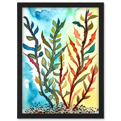 Artery8 Seaweed Sea Floor Folk Art Wall Art PrintA4 Size from B&Q