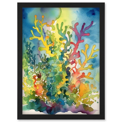Artery8 Staghorn Coral Reef Folk Art Wall Art PrintA4 Size from B&Q