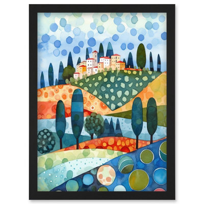 Artery8 Italian Abstract Landscape Folk Art Wall Art PrintA4 Size from B&Q