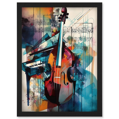 B&Q -  Violin And Piano Classical Music Note Melody Concerto Abstract Modern Watercolour Painting Wall Art PrintA4 Size