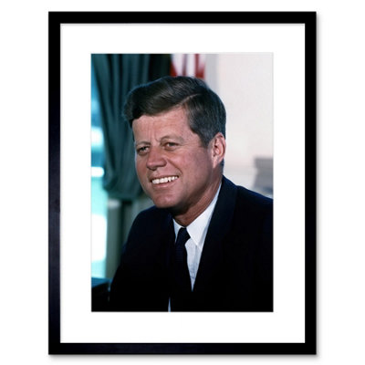 Artery8 Wall Art Print Us President John F Kennedy Portrait Photo Artwork Framed 9X7 Inch from B&Q