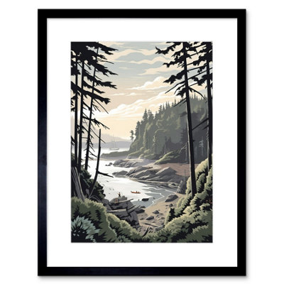 Artery8 Wall Art Print Great Bear Rainforest Hikers Coastal Landscape Artwork Framed 9X7 Inch from B&Q