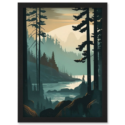 Artery8 Great Bear Rainforest Misty Sunrise Landscape Wall Art PrintA4 Size from B&Q