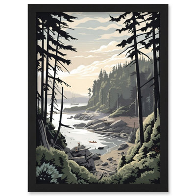 Artery8 Great Bear Rainforest Hikers Coastal Landscape Wall Art PrintA4 Size from B&Q
