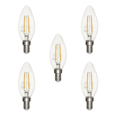 B&Q -  E14 4W Pack Of 5 Warm White Vintage Filament Led Light Bulb