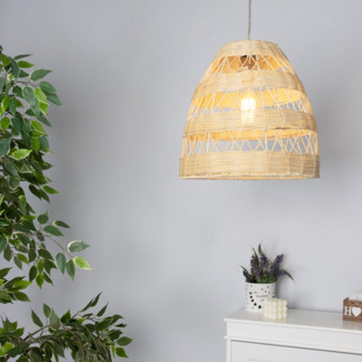 Litecraft Rattan Easy Fit Natural Ceiling Lamp Shade Light