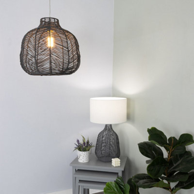Litecraft Grey/Light Rattan Easy Fit Ceiling Lamp Shade