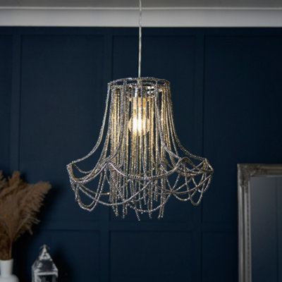 Litecraft Beaded  Easy Fit Smoke  Lamp Shade from B&Q