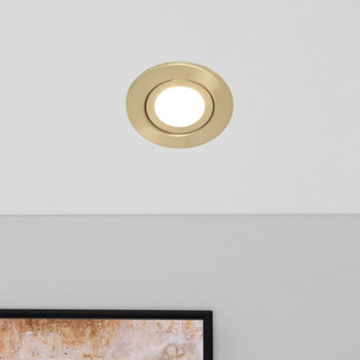 Litecraft Cob Led Satin Brass Adjustable Colour Changing Bathroom Downlight from B&Q