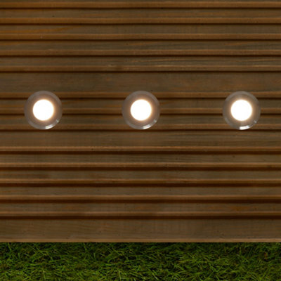 Litecraft Sitka Chrome 3W Led Outdoor 4 X Recessed Deck Light Kit With Photocell Sensor from B&Q