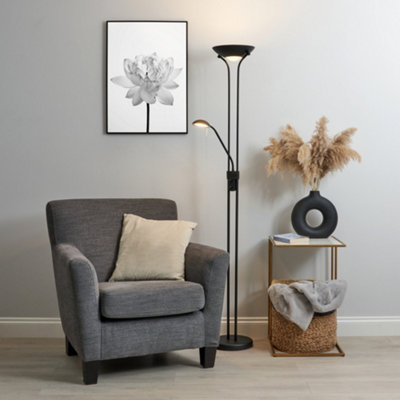 Litecraft Mother & Child Satin Black Led Floor Lamp