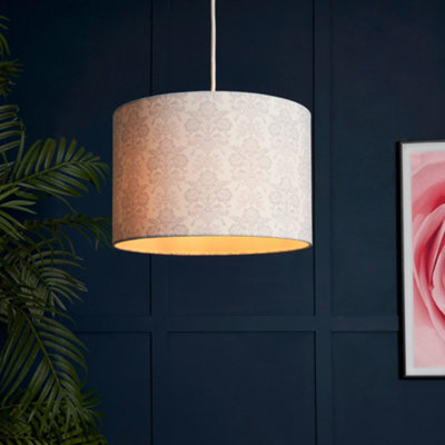 Litecraft Damask Grey Easy Fit Lamp Shade from B&Q