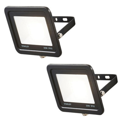 Litecraft 2 Pack Stanley Slimline Black 20 Watt Led Ip65 Outdoor Wall Flood Light from B&Q