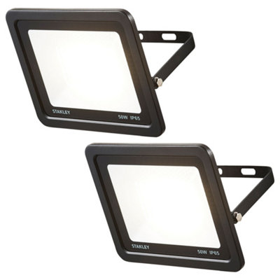 Litecraft 2 Pack Stanley Slimline Black 50 Watt Led Ip65 Outdoor Wall Flood Light from B&Q