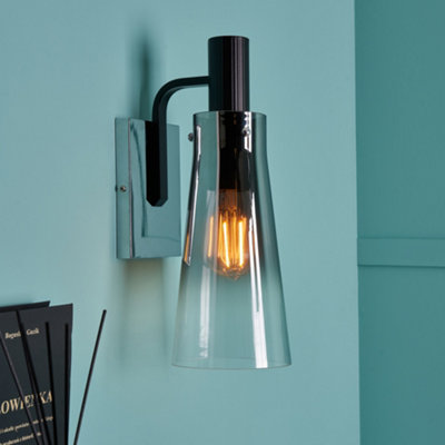 Litecraft Visconte Atrani Smoke With Ombre Shade Wall Light from B&Q