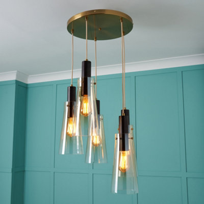 Litecraft Visconte Atrani Champagne With Ombre Shades 5 Light Ceiling Pendant from B&Q