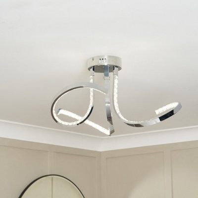 Litecraft Swirl Chrome 3 Arm Led Semi Flush from B&Q