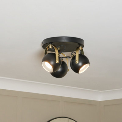 Litecraft Eyeball Black And Brass Adjustable Spotlight Plate B&Q