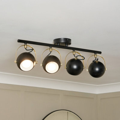 Litecraft Eyeball Black And Brass Adjustable Spotlight Bar B&Q