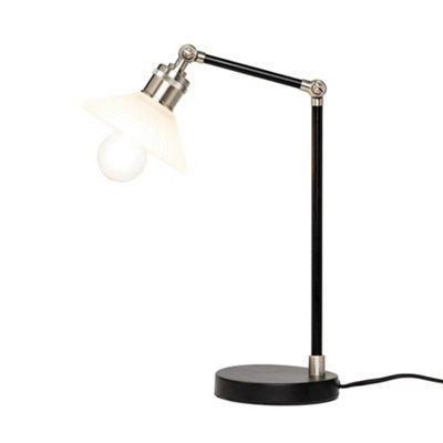 Litecraft Aya 1 Light Satin Nickel Industrial Style Table Lamp from B&Q