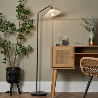 Litecraft Aya 1 Light Satin Nickel Industrial Style Floor Lamp from B&Q