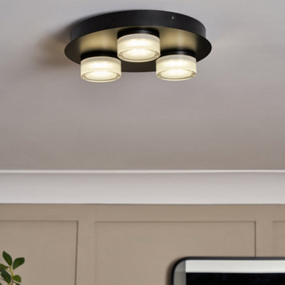 Litecraft Bolton Black 3 Light Led Bathroom Ceiling Spotlight Plate from B&Q