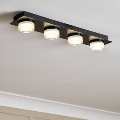 Litecraft Bolton Black 4 Light Led Bathroom Ceiling Spotlight Bar from B&Q