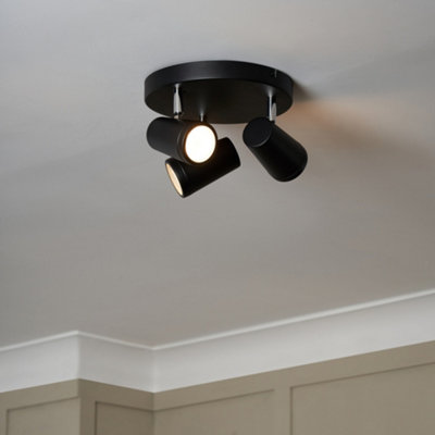 Litecraft Trisha Black 3 Light Bathroom Ceiling Spotlight Plate from B&Q