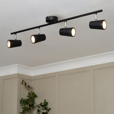 Litecraft Trisha Black 4 Light Bathroom Ceiling Spotlight Bar from B&Q
