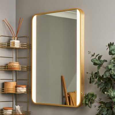 B&Q -  Aiga Bathroom Mirror With Motion Sensor And DemistSatin Brass