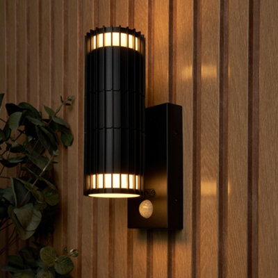 Litecraft Veda Black 2 Light Outdoor Up And Down Wall Light With Pir Sensor from B&Q